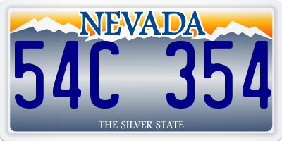 NV license plate 54C354