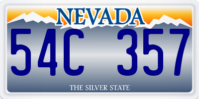 NV license plate 54C357