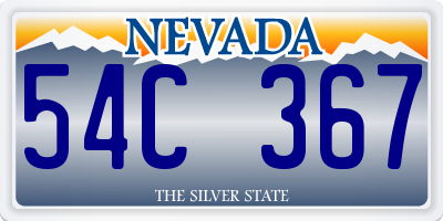 NV license plate 54C367