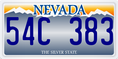 NV license plate 54C383
