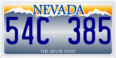 NV license plate 54C385