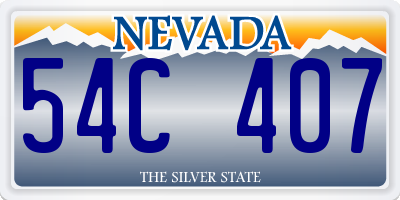 NV license plate 54C407