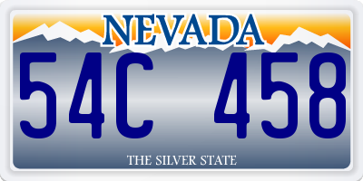 NV license plate 54C458