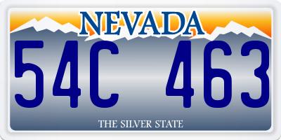 NV license plate 54C463