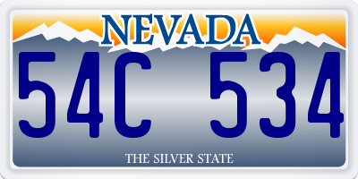 NV license plate 54C534