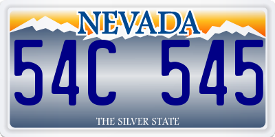 NV license plate 54C545