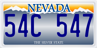 NV license plate 54C547