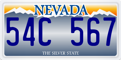 NV license plate 54C567