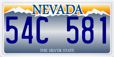 NV license plate 54C581