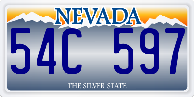 NV license plate 54C597