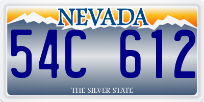 NV license plate 54C612