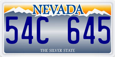 NV license plate 54C645