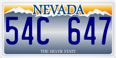 NV license plate 54C647