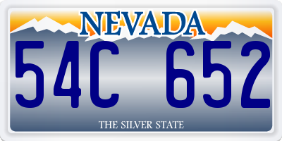 NV license plate 54C652
