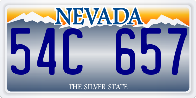 NV license plate 54C657