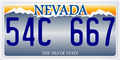 NV license plate 54C667