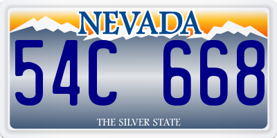 NV license plate 54C668