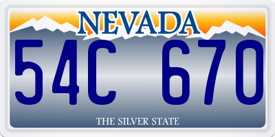 NV license plate 54C670