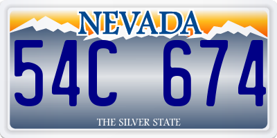 NV license plate 54C674