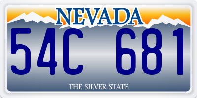 NV license plate 54C681