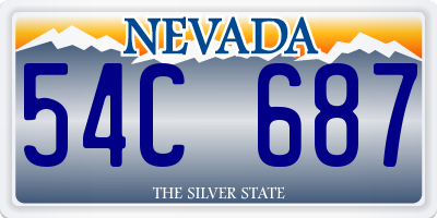 NV license plate 54C687
