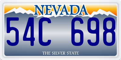 NV license plate 54C698