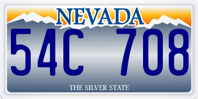 NV license plate 54C708