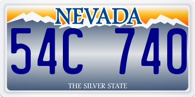 NV license plate 54C740