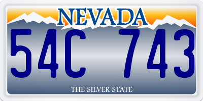NV license plate 54C743