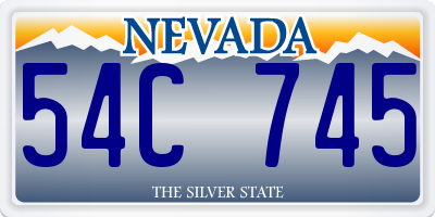 NV license plate 54C745