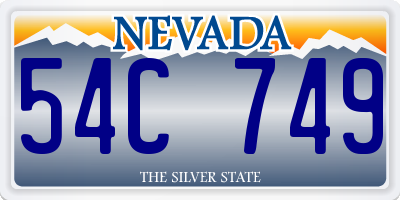 NV license plate 54C749