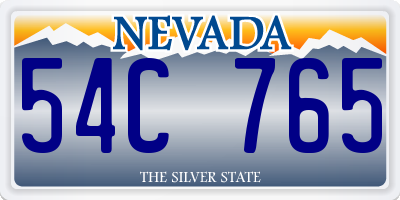 NV license plate 54C765