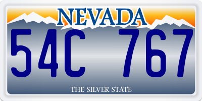 NV license plate 54C767