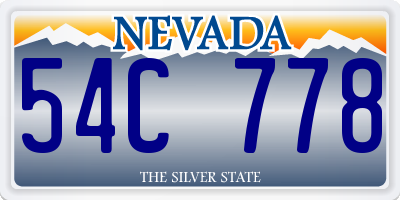 NV license plate 54C778