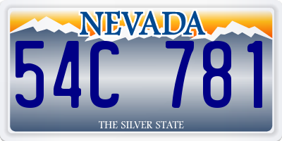 NV license plate 54C781