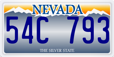 NV license plate 54C793