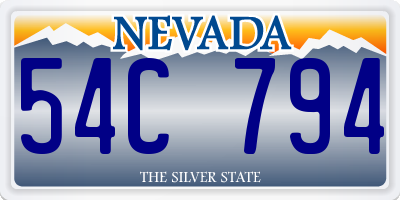 NV license plate 54C794