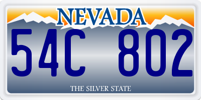 NV license plate 54C802