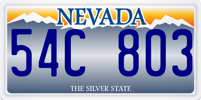 NV license plate 54C803