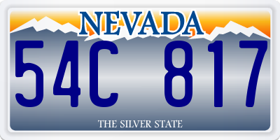 NV license plate 54C817