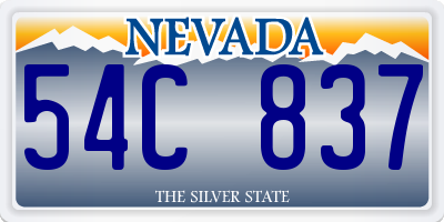NV license plate 54C837