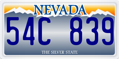 NV license plate 54C839