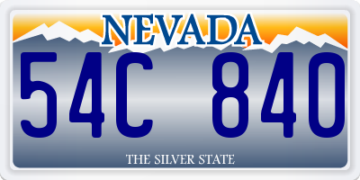 NV license plate 54C840