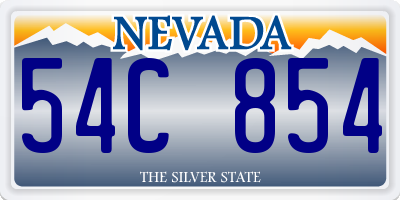 NV license plate 54C854