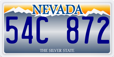 NV license plate 54C872