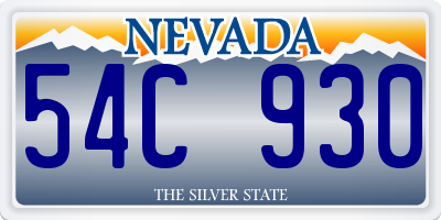 NV license plate 54C930