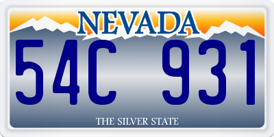 NV license plate 54C931