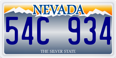 NV license plate 54C934