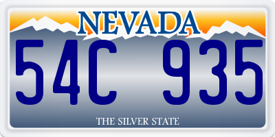 NV license plate 54C935
