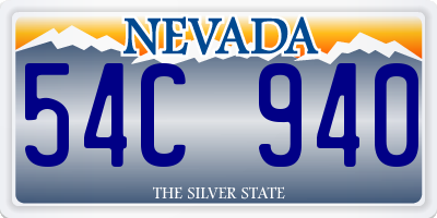 NV license plate 54C940